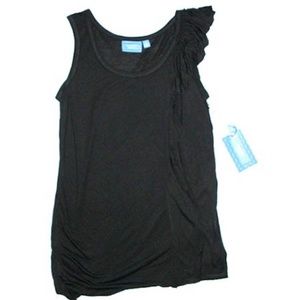 NWT Women's Simply Vera Vera Wang Black Sleeveless Top w/Ruffles Size MEDIUM
